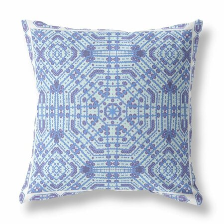 PALACEDESIGNS 28 in. Cyan & Blue Geostar Indoor & Outdoor Throw Pillow Light Blue PA3106352